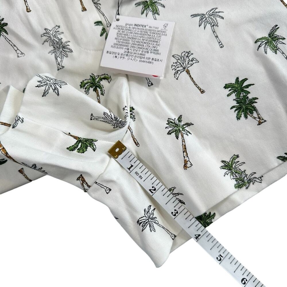 Zara Tropical Palm Tree High Waisted Belted Shorts Size S - Picture 5 of 8